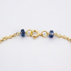 Pulsera de oro 18 kt. con zafiros, amatista, cuarzo y perlas cultivadas