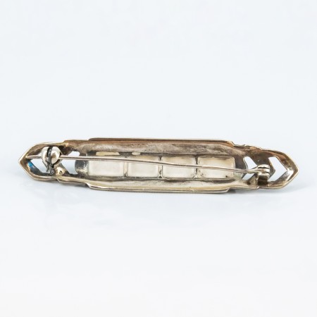 Broche vintage de plata con marcasitas y nácar