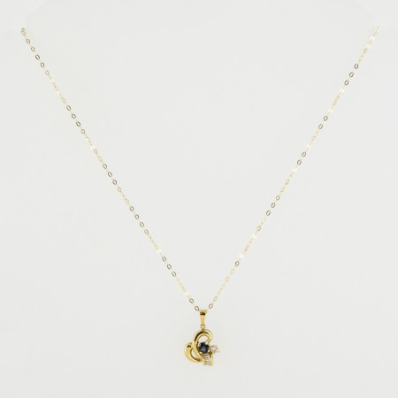 Colgante de oro 18 kt. con diamantes y zafiro