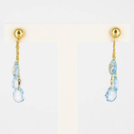 Pendientes de oro 18 kt. con topacios azules