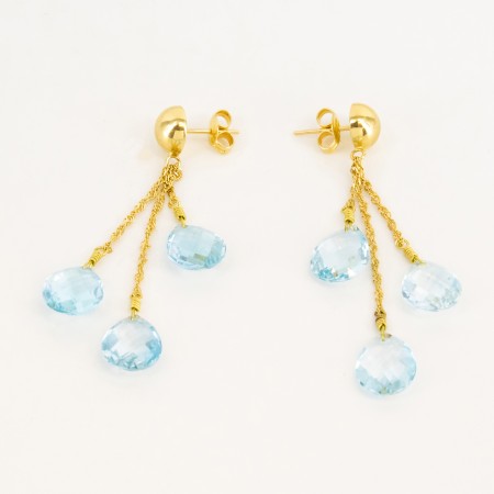 Pendientes de oro 18 kt. con topacios azules