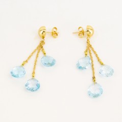 Pendientes de oro 18 kt. con topacios azules