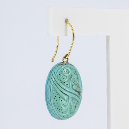 Pendientes vintage de oro 18 kt. con turquesas talladas