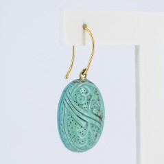 Pendientes vintage de oro 18 kt. con turquesas talladas