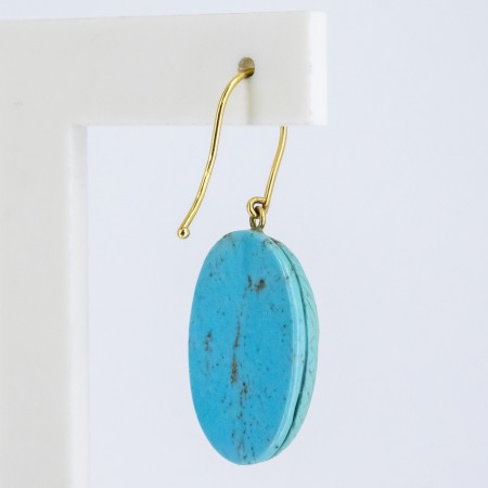 Pendientes vintage de oro 18 kt. con turquesas talladas