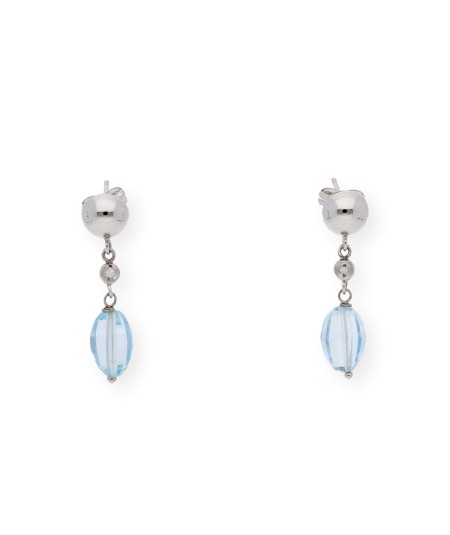 Pendientes Cold: Diamantes y topacios azules en oro blanco de 18k