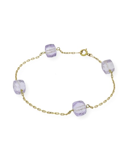 Pulsera Vild con Amatistas y Oro 18k | Joyas de Color Brillantes