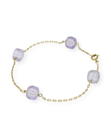 Pulsera Vild con Amatistas y Oro 18k | Joyas de Color Brillantes