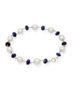 Pulsera Spirit: Zafiros y perlas cultivadas en oro amarillo de 18k