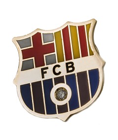 Emblema del FC Barcelona con Diamante | Oro 18k | Esmaltado a mano