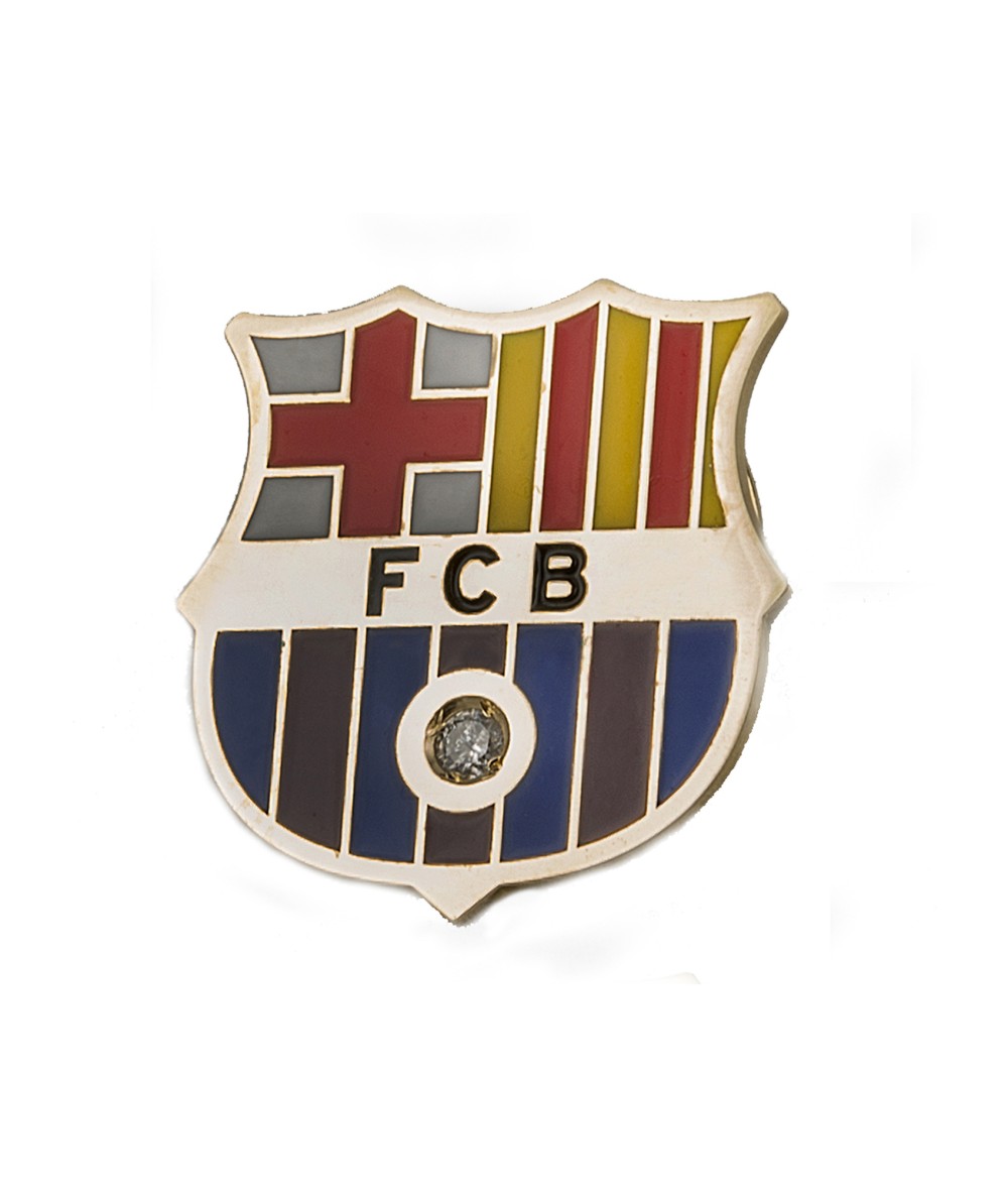 Emblema del FC Barcelona con Diamante | Oro 18k | Esmaltado a mano