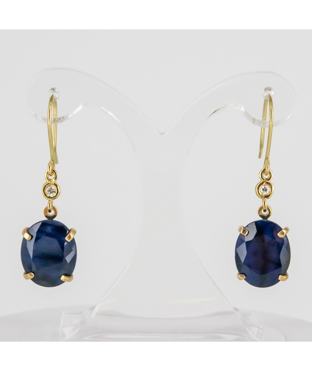 Par de Pendientes 18kt con Diamantes y Zafiro
