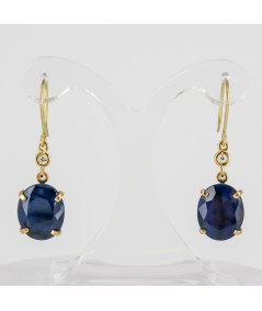 Par de Pendientes 18kt con Diamantes y Zafiro