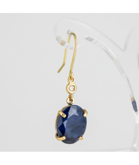 Par de Pendientes 18kt con Diamantes y Zafiro