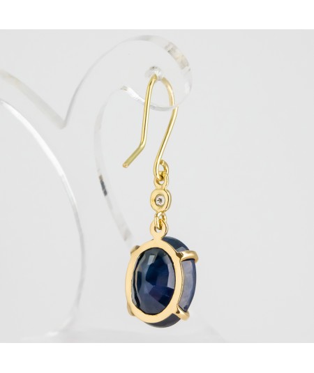Par de Pendientes 18kt con Diamantes y Zafiro