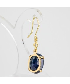 Par de Pendientes 18kt con Diamantes y Zafiro