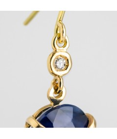 Par de Pendientes 18kt con Diamantes y Zafiro