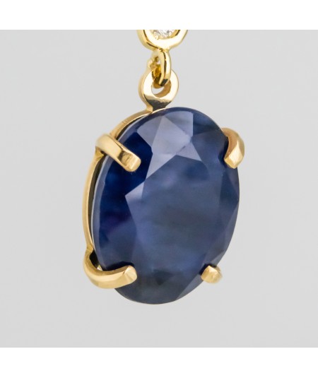 Par de Pendientes 18kt con Diamantes y Zafiro