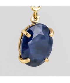 Par de Pendientes 18kt con Diamantes y Zafiro