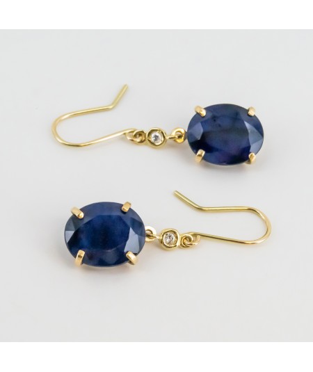 Par de Pendientes 18kt con Diamantes y Zafiro