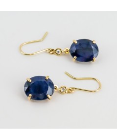 Par de Pendientes 18kt con Diamantes y Zafiro