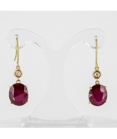 Par de Pendientes 18kt con Diamantes y Rubí