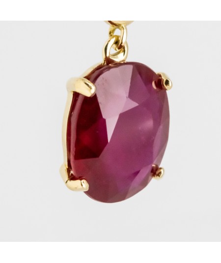 Par de Pendientes 18kt con Diamantes y Rubí