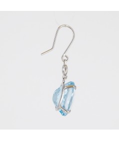 Par de Pendientes Oro Blanco 18kt con Diamantes y Topacio Azul