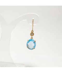 Par de Pendientes Oro 18kt con Diamantes y Topacio Azul