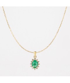 Colgante de Oro 14kt con Diamantes y Esmeralda
