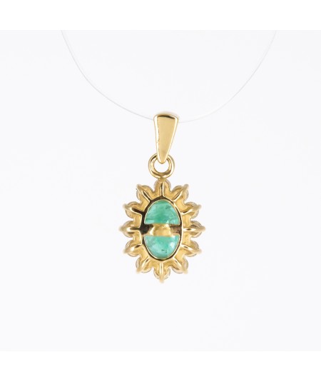 Colgante de Oro 14kt con Diamantes y Esmeralda