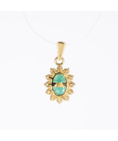 Colgante de Oro 14kt con Diamantes y Esmeralda