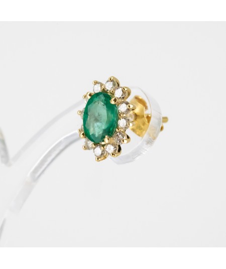 Pendientes de Oro 14kt con Diamantes y Esmeralda