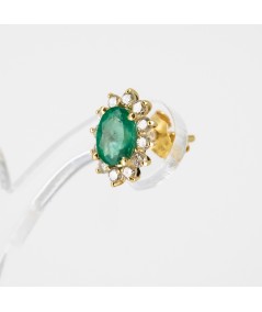 Pendientes de Oro 14kt con Diamantes y Esmeralda