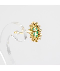 Pendientes de Oro 14kt con Diamantes y Esmeralda