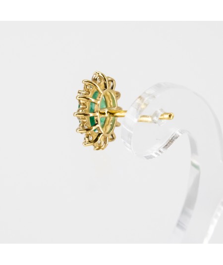 Pendientes de Oro 14kt con Diamantes y Esmeralda