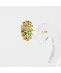 Pendientes de Oro 14kt con Diamantes y Esmeralda