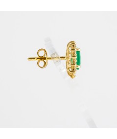Pendientes de Oro 14kt con Diamantes y Esmeralda
