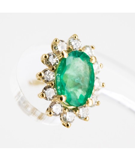 Pendientes de Oro 14kt con Diamantes y Esmeralda