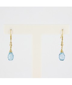 Pendientes de oro 18kt con Diamantes y Topacio Azul