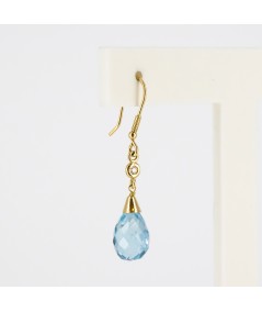 Pendientes de oro 18kt con Diamantes y Topacio Azul