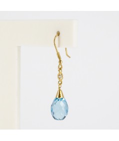 Pendientes de oro 18kt con Diamantes y Topacio Azul