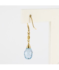 Pendientes de oro 18kt con Diamantes y Topacio Azul