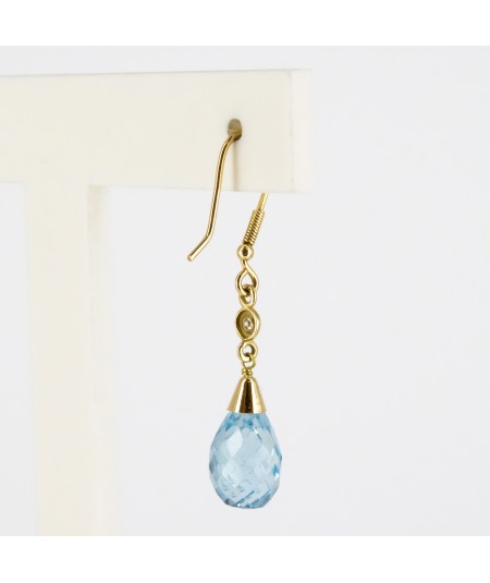Pendientes de oro 18kt con Diamantes y Topacio Azul