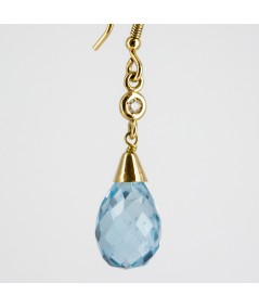 Pendientes de oro 18kt con Diamantes y Topacio Azul