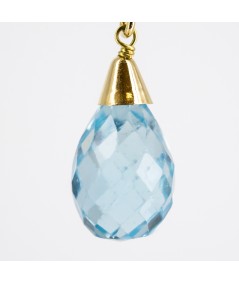 Pendientes de oro 18kt con Diamantes y Topacio Azul
