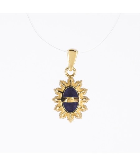 Colgante de Oro 14kt con Diamantes y Zafiro
