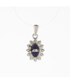 Colgante de Oro Blanco 14kt con Diamantes y Zafiro
