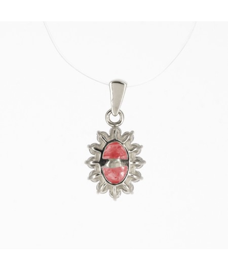 Colgante de Oro Blanco 14kt con Diamantes y Rubí