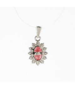 Colgante de Oro Blanco 14kt con Diamantes y Rubí